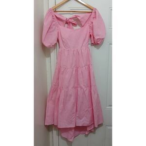 Talulah womens small  square neck puffer sleeve pink sweetheart dress